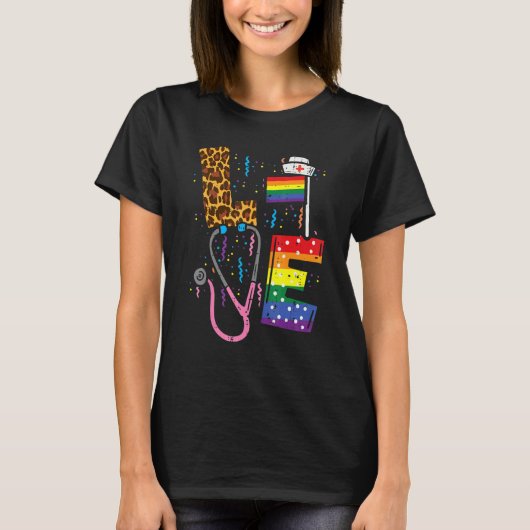 Rainbow Flag Liefde Verpleegster Rn Scrub Top LGBT (Voorkant)