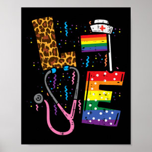 Rainbow Flag Liefde Verpleegster Rn Scrub Top LGBT Poster