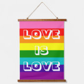 Rainbow Flag Love is Love Gay Pride LGBTQ Hangend Wandkleed (Voorkant)