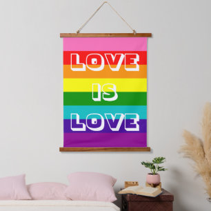 Rainbow Flag Love is Love Gay Pride LGBTQ Hangend Wandkleed