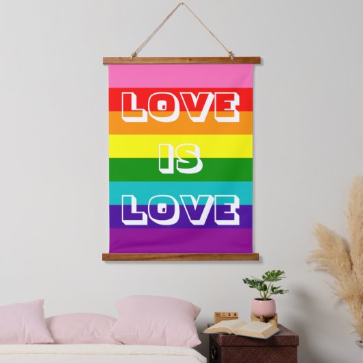 Rainbow Flag Love is Love Gay Pride LGBTQ Hangend Wandkleed (Slaapkamer)