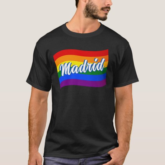 Rainbow Flag Madrid Spain Gay Pride LGBT LGBTQ T-shirt (Voorkant)