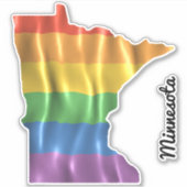 Rainbow Flag Minnesota MN State Outline Sticker (Voorkant)
