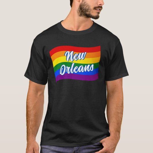 Rainbow Flag New Orleans Gay Pride LGBTQ T-shirt (Voorkant)