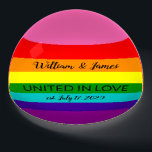 Rainbow Flag Original 8 Stripes LGBT Gay Marriage<br><div class="desc">Paperweight, Gay Marriage Rainbow Gay Pride LGBT Original 8 Stripes Flag Unique Wedding Gift with Custom Text: United in Love, Add Name Couple, Date and Jouw tekst Rainbow Gay Pride LGBT Original 8 Stripes Colors Flag, Original acht stripe version die door Gilbert Baker in 1978 is ontworpen, you can change...</div>