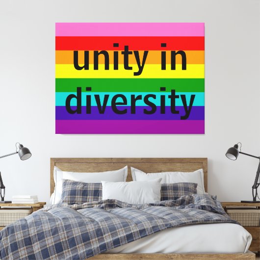 Rainbow Flag Original 8 Stripes LGBT Gay Pride Canvas Afdruk (Insitu (Slaapkamer))