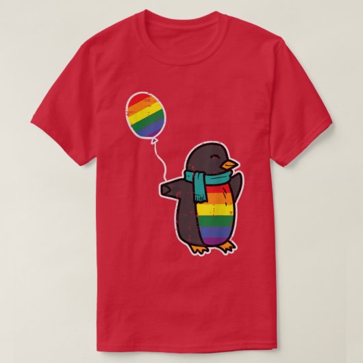 Rainbow Flag Penguin Cute Gay Pride Ally LGBTQ Mon T-shirt (Design voorkant)