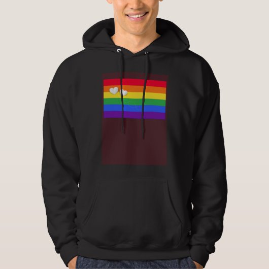 Rainbow Flag Pocket Little Hearts LGBT Gay transge Hoodie (Voorkant)