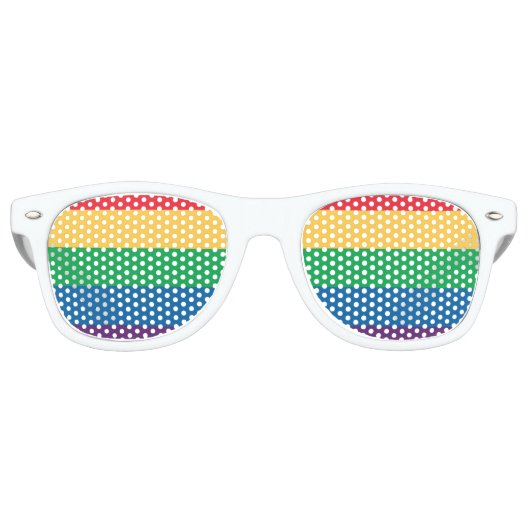 Rainbow Flag Pride Party Shades Retro Zonnebril (Voorkant)