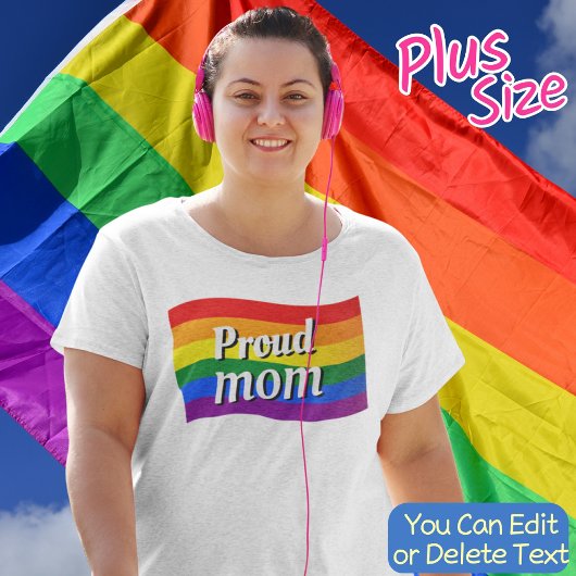 Rainbow Flag Proud Mam PFLAG trotse LGBTQ Grote Maat T-shirt