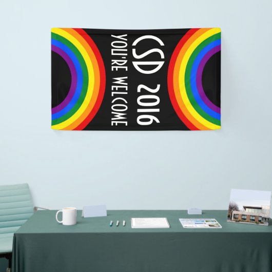 RAINBOW FLAG ring lijst + uw ideeën Spandoek (Beurs)