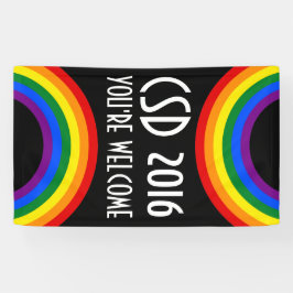 RAINBOW FLAG ring lijst + uw ideeën Spandoek
