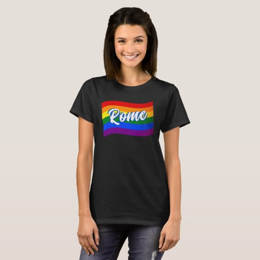 Rainbow Flag Rome Italië Gay Pride LGBT LGBTQ T-shirt (Voorkant volledig)