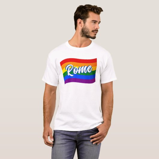 Rainbow Flag Rome Italië Gay Pride LGBT LGBTQ T-shirt (Voorkant volledig)