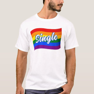 Rainbow Flag Single Gay Single Lesbian LGBT LGBTQ T-shirt