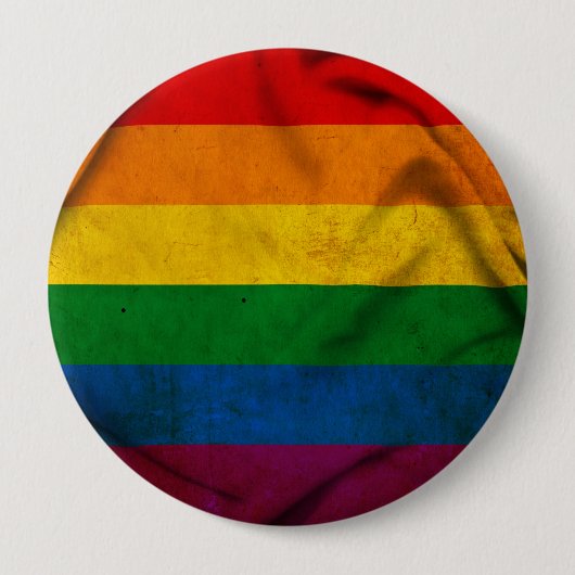 RAINBOW FLAG SQUARE CANVAS RONDE BUTTON 4,0 CM (Voorkant)