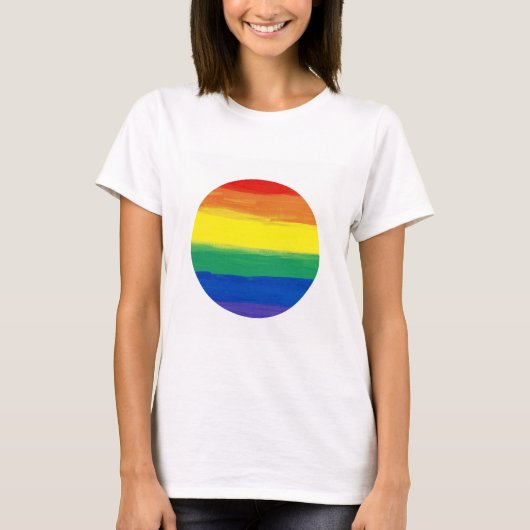 RAINBOW FLAG SQUARE OIL PAINT T-SHIRT (Voorkant)
