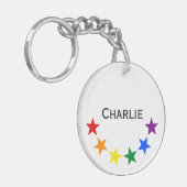RAINBOW FLAG STARS II + uw ideeën Sleutelhanger (Voorkant Links)