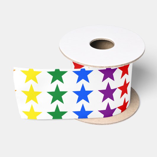 RAINBOW FLAG STARS + uw ideeën Satijnen Lint (Spoel)