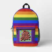 rainbow flag stripe with positivity backpack bedrukte rugzak (Voorkant)
