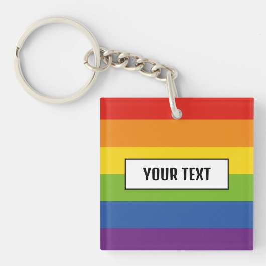Rainbow Flag Tekst Gay Pride Merch Sleutelhanger (Voorkant)