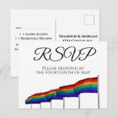 Rainbow Flags Gay Pride Wedding RSVP Briefkaart (Voorkant / Achterkant)