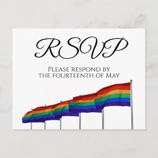 Rainbow Flags Gay Pride Wedding RSVP Briefkaart (Voorkant)