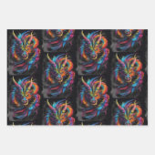 Rainbow Flame - Meerkleurige Fantasy Dragon Inpakpapier Vel (Voorkant 2)