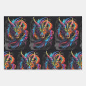 Rainbow Flame - Meerkleurige Fantasy Dragon Inpakpapier Vel (Voorkant)