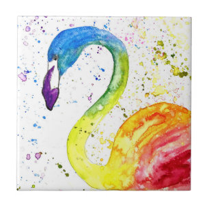 Rainbow flamingo Tropische vogels waterverf Cute Tegeltje