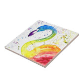 Rainbow flamingo Tropische vogels waterverf Cute Tegeltje (Zijkant)