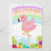 Rainbow Flamingo verjaardagsuitnodiging Kaart (Achterkant)