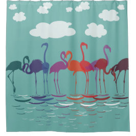 Rainbow Flamingos Deco Art Douchegordijn