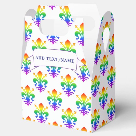 Rainbow Fleur-de-lis Aangepaste naam Bedankdoosjes (Geopend)