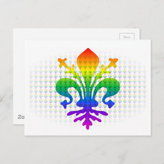 Rainbow Fleur-de-lis Briefkaart (Voorkant / Achterkant)