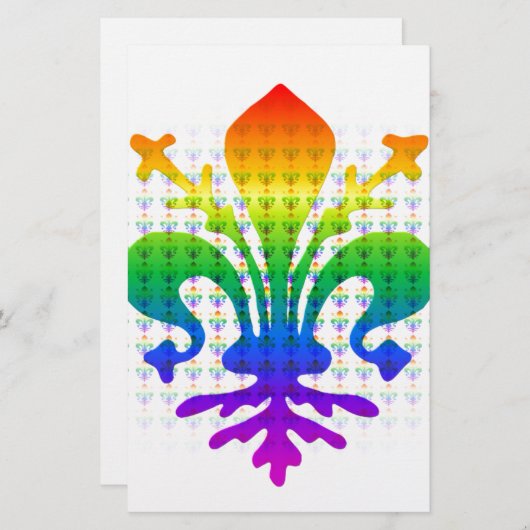Rainbow Fleur-de-lis Briefpapier (Voorkant / Achterkant)