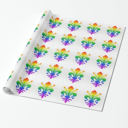 Rainbow Fleur-de-lis Cadeaupapier (Uitgerold)