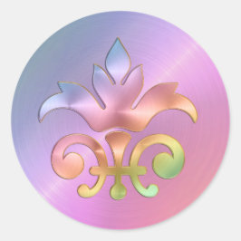 Rainbow Fleur de Lis Envelope Seal Ronde Sticker