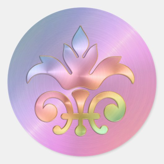 Rainbow Fleur de Lis Envelope Seal Ronde Sticker (Voorkant)