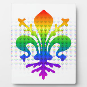 Rainbow Fleur-de-lis Fotoplaat