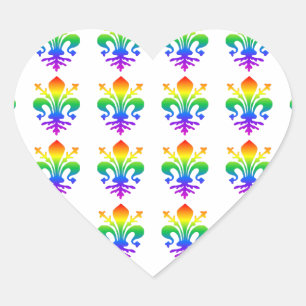 Rainbow Fleur-de-lis Hart Sticker