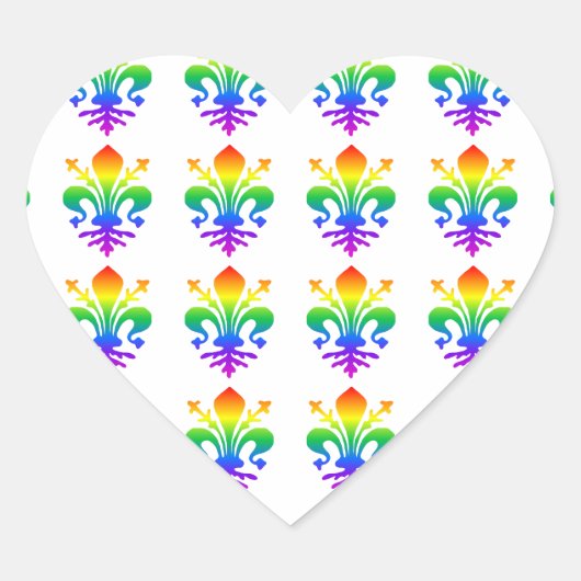 Rainbow Fleur-de-lis Hart Sticker (Voorkant)