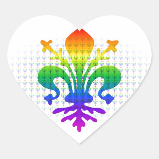 Rainbow Fleur-de-lis Hart Sticker (Voorkant)