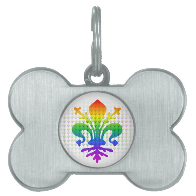 Rainbow Fleur-de-lis Huisdieren Naamplaatje (voorkant)