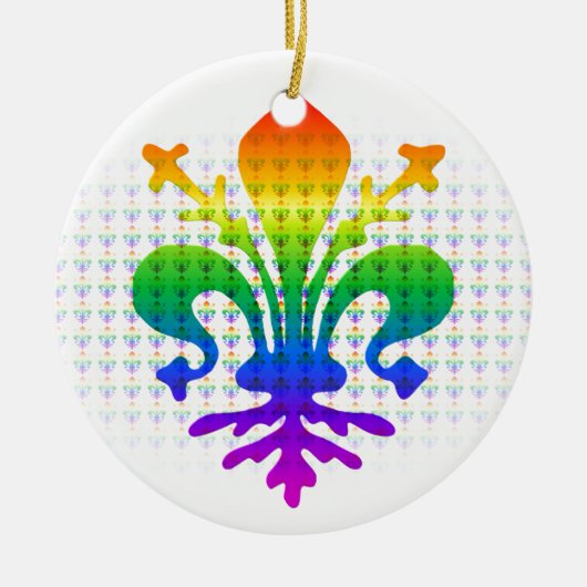 Rainbow Fleur-de-lis Keramisch Ornament (Voorkant)