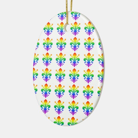 Rainbow Fleur-de-lis Keramisch Ornament (Links)