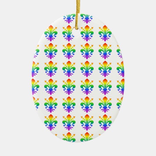 Rainbow Fleur-de-lis Keramisch Ornament (Voorkant)