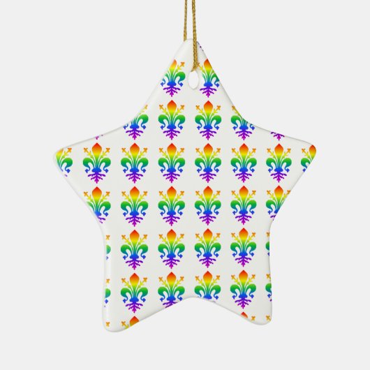 Rainbow Fleur-de-lis Keramisch Ornament (Rechts)