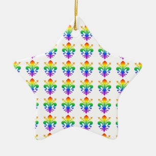 Rainbow Fleur-de-lis Keramisch Ornament