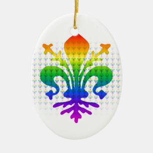 Rainbow Fleur-de-lis Keramisch Ornament